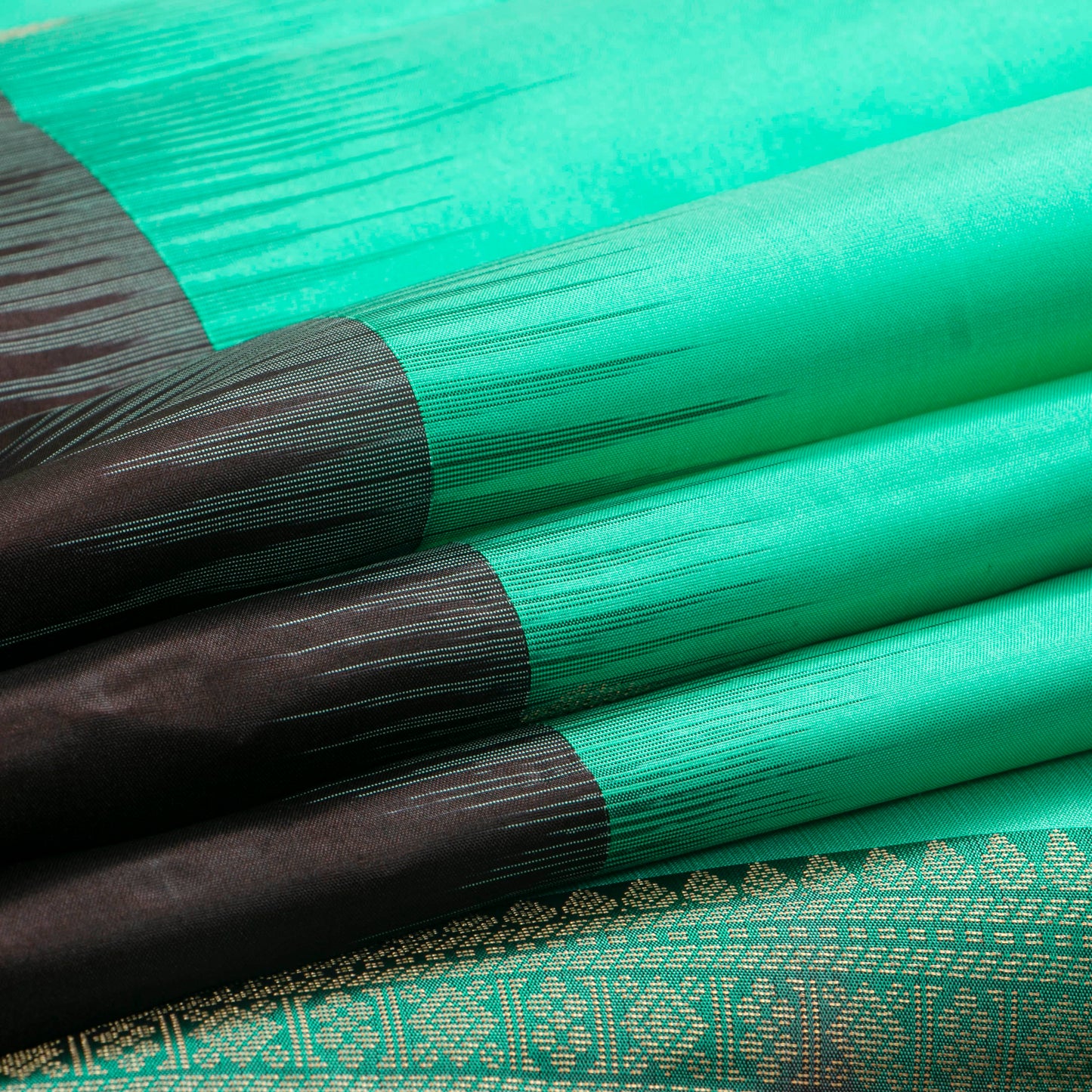 Seafoam Green And Black Kanchipuram Silk Saree For Office Wear PV MEN 125 - - Panjavarnam PV MEN 125