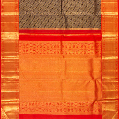 Dark Brown And Red Kanchipuram Silk Saree For Bridal Wear PV NYC 1388