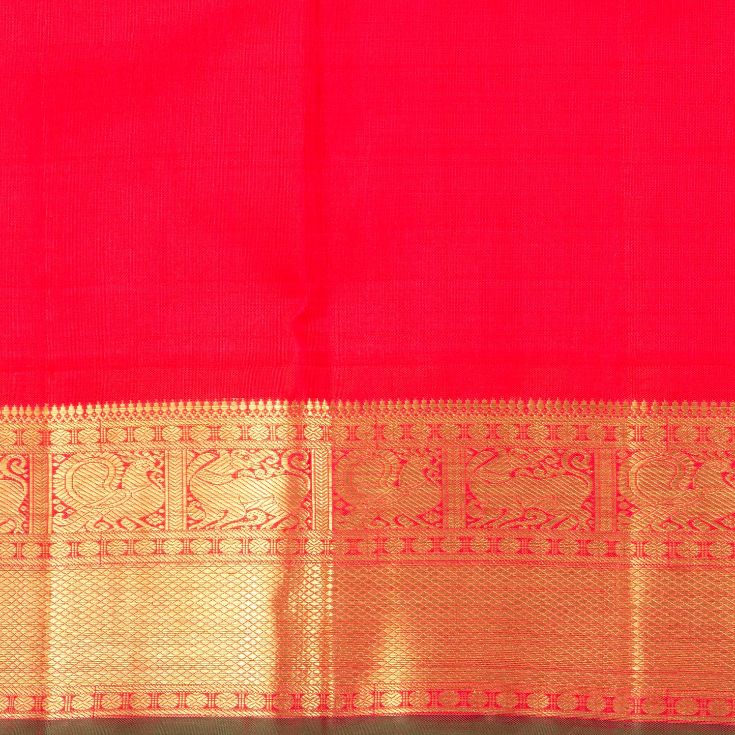 Turquoise Green And Red Kanchipuram Silk Saree With Korvai Contrast Border For Wedding Wear PV NYC 1268