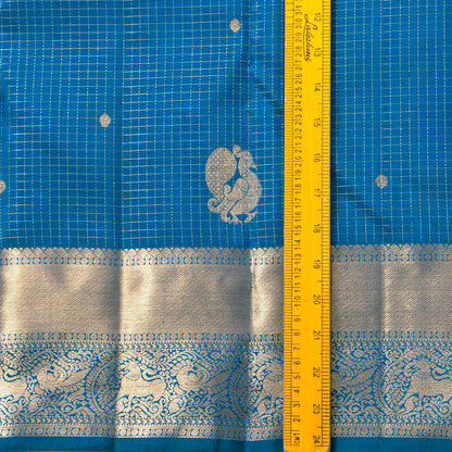 Blue Kanchipuram Silk Saree For Festive Wear PV MEN 300 - Silk Sari - Panjavarnam PV MEN 300