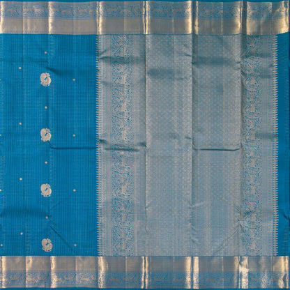 Blue Kanchipuram Silk Saree For Festive Wear PV MEN 300 - Silk Sari - Panjavarnam PV MEN 300