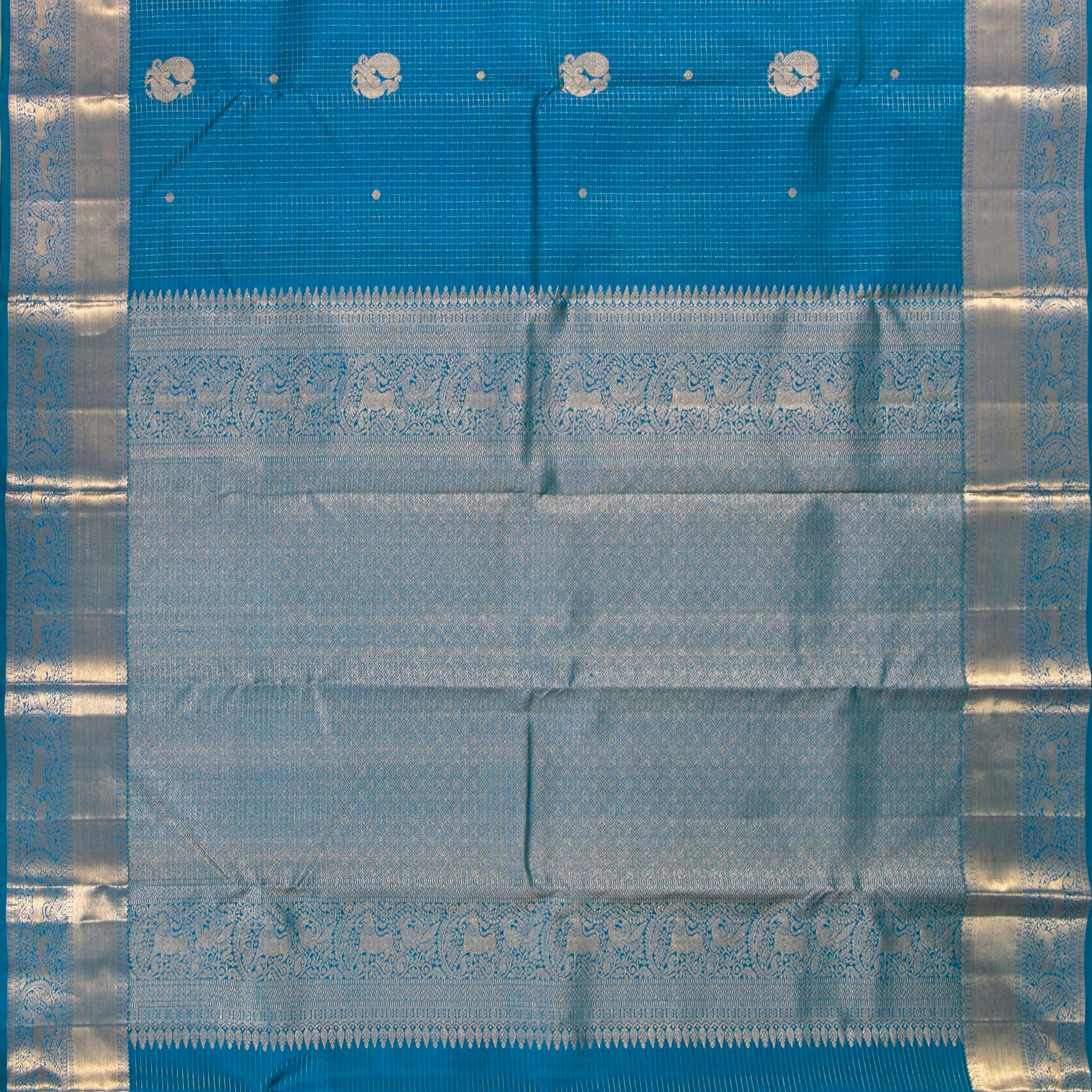 Blue Kanchipuram Silk Saree For Festive Wear PV MEN 300 - Silk Sari - Panjavarnam PV MEN 300