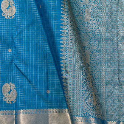 Blue Kanchipuram Silk Saree For Festive Wear PV MEN 300 - Silk Sari - Panjavarnam PV MEN 300