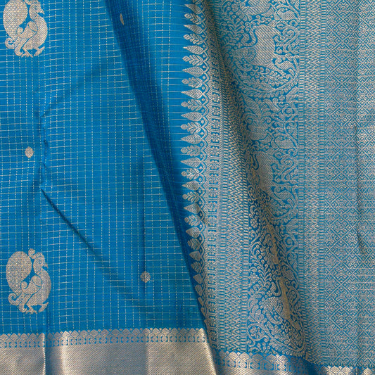 Blue Kanchipuram Silk Saree For Festive Wear PV MEN 300 - Silk Sari - Panjavarnam PV MEN 300
