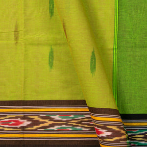 Green And Brown Pochampally Ikkat Cotton Saree For Office Wear PV SC 205
