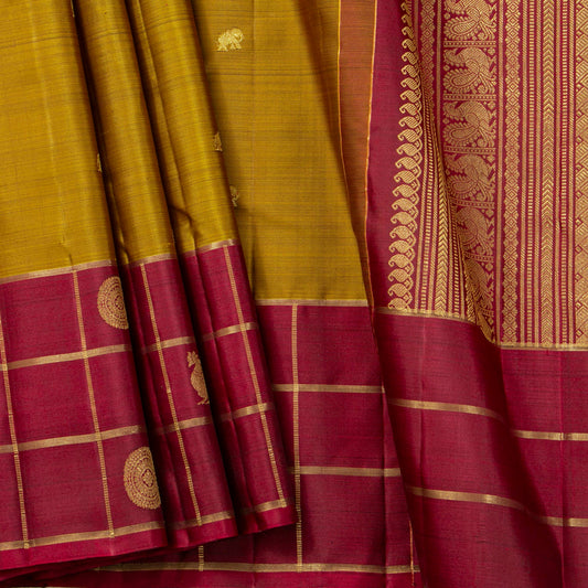 Green And Red Kanchipuram Silk Saree For Festive Wear PV MEN 301