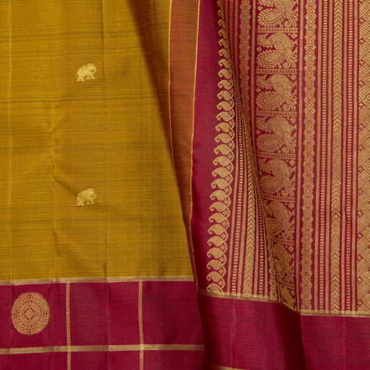 Green And Red Kanchipuram Silk Saree For Festive Wear PV MEN 301