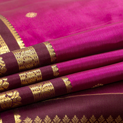 Magenta And Brown Kanchipuram Silk Saree For Festive Wear PV MEN 290