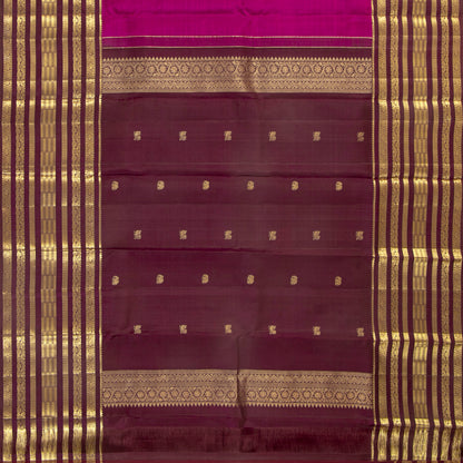 Magenta And Brown Kanchipuram Silk Saree For Festive Wear PV MEN 290