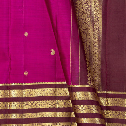Magenta And Brown Kanchipuram Silk Saree For Festive Wear PV MEN 290
