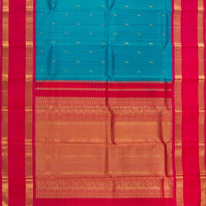 Anandha Blue And Pink Kanchipuram Silk Saree With Medium Border Handwoven Pure Silk For Wedding Wear PV NYC 1212 - Silk Sari - Panjavarnam PV NYC 1212