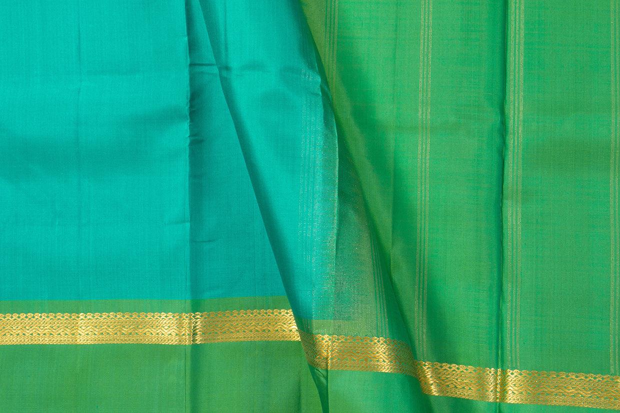 Aqua Blue And Green Kanchipuram Silk Saree Light Weight For Festive Wear PV KNN 211 - Silk Sari - Panjavarnam PV KNN 211