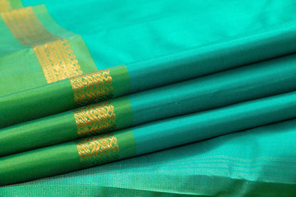 Aqua Blue And Green Kanchipuram Silk Saree Light Weight For Festive Wear PV KNN 211 - Silk Sari - Panjavarnam PV KNN 211