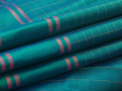 Aqua Blue And Pink Handwoven Soft Silk Saree Pure Silk For Festive Wear PV KU 108 - Silk Sari - Panjavarnam