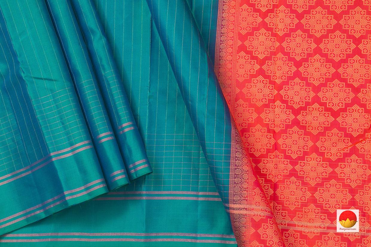 Aqua Blue And Pink Handwoven Soft Silk Saree Pure Silk For Festive Wear PV KU 108 - Silk Sari - Panjavarnam PV KU 108