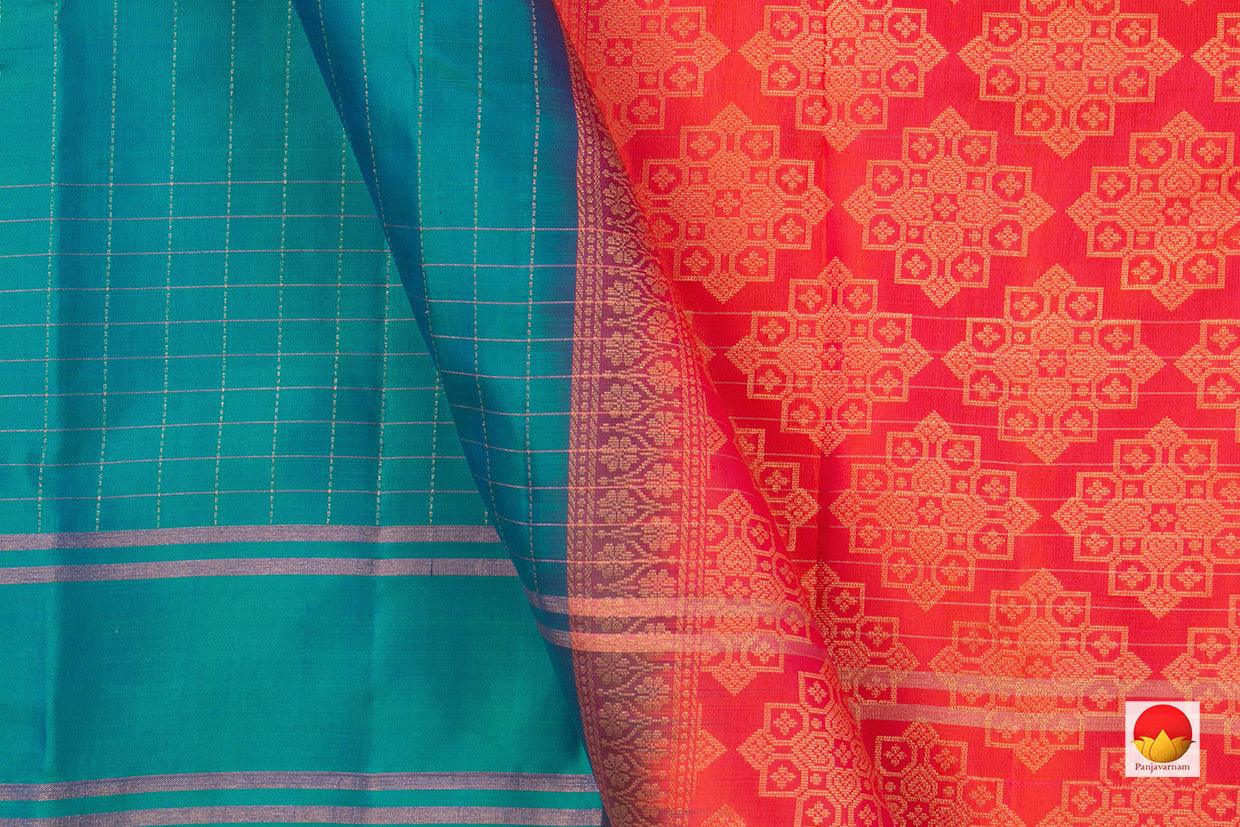 Aqua Blue And Pink Handwoven Soft Silk Saree Pure Silk For Festive Wear PV KU 108 - Silk Sari - Panjavarnam PV KU 108