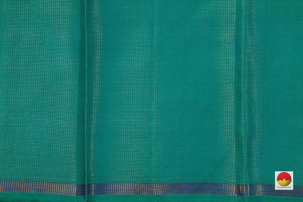 Aqua Blue Borderless Kanchipuram Silk Saree Handwoven Pure Silk Pure Zari PV NYC 639 - Silk Sari - Panjavarnam