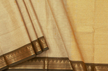 Beige And Brown Kanchi Cotton Saree For Office Wear PV NYC 1058 - Cotton Saree - Panjavarnam