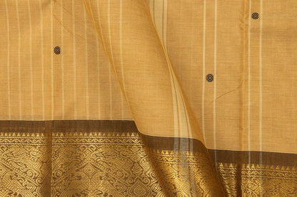 Beige And Brown Kanchi Cotton Saree With Butta For Office Wear PV NYC KC 1075 - Cotton Saree - Panjavarnam