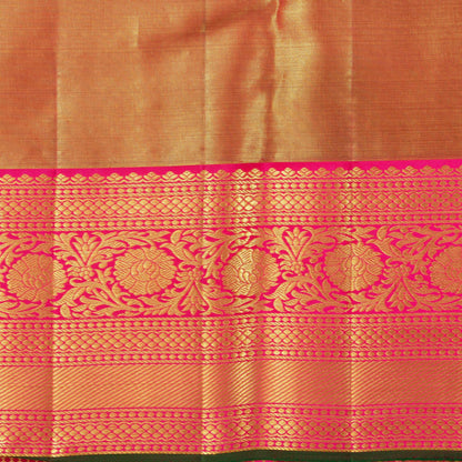Beige And Pink Kanjivaram Tissue Silk Saree With Medium Border For Bridal Wear PV NYC 1150 - Silk Sari - Panjavarnam PV NYC 1150