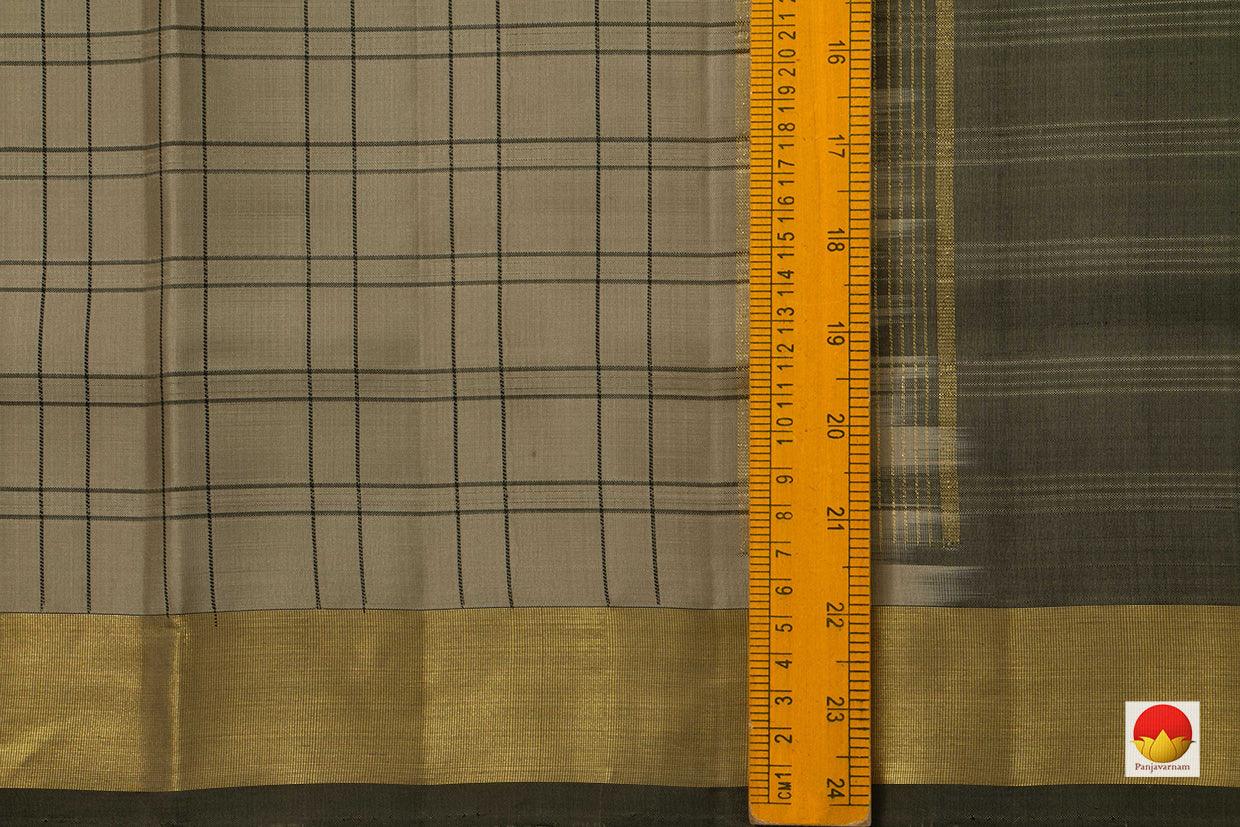 Beige Kanchipuram Silk Saree Handwoven Pure Silk For Office Wear PV KNN 121 - Silk Sari - Panjavarnam