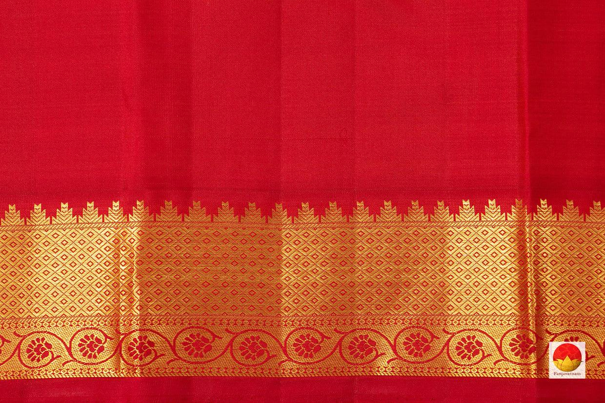 Beige Kanchipuram Silk Saree With Red Contrast Korvai Border Handwoven Pure Silk Pure Zari For Wedding Wear PV NYC 974 - Silk Sari - Panjavarnam