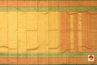 Beige Kanchipuram Silk Saree With Veldhari Stripes Handwoven Pure Silk Pure Zari For Festive Wear PV ABI 1227 - Silk Sari - Panjavarnam PV ABI 1227