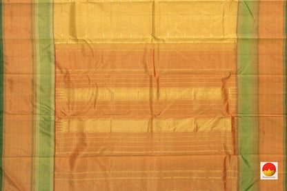 Beige Kanchipuram Silk Saree With Veldhari Stripes Handwoven Pure Silk Pure Zari For Festive Wear PV ABI 1227 - Silk Sari - Panjavarnam PV ABI 1227