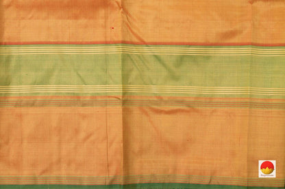 Beige Kanchipuram Silk Saree With Veldhari Stripes Handwoven Pure Silk Pure Zari For Festive Wear PV ABI 1227 - Silk Sari - Panjavarnam PV ABI 1227