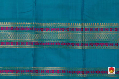 Black And Ananda Blue Kanchipuram Silk Saree Handwoven Pure Silk No Zari For Office Wear PV RM NZ 430 - Silk Sari - Panjavarnam PV RM NZ 430