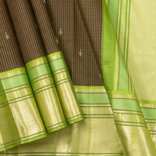 Black And Green Kanchipuram Silk Saree For Wedding Wear PV VL 41 - Silk Sari - Panjavarnam PV VL 41