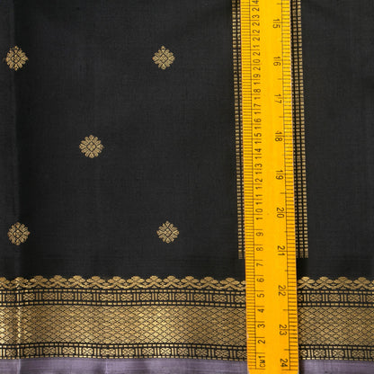 Black And Lilac Kanchipuram Silk Saree With Small Border Handwoven Pure Silk For Festive Wear PV NYC 1203 - Silk Sari - Panjavarnam PV NYC 1203