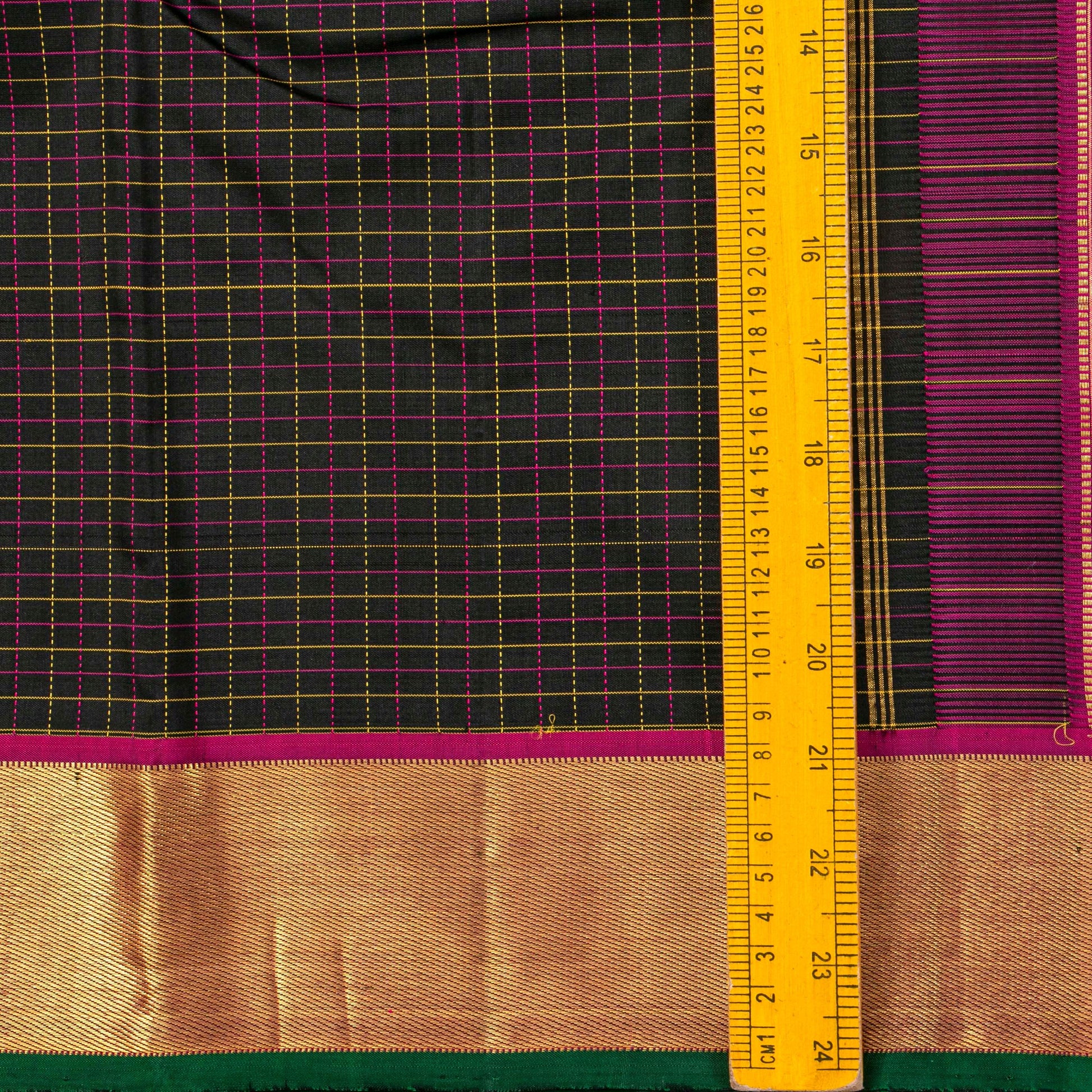 Black And Magenta Kanchipuram Silk Saree For Festive Wear PV NYC 1426 - Silk Sari - Panjavarnam PV NYC 1426