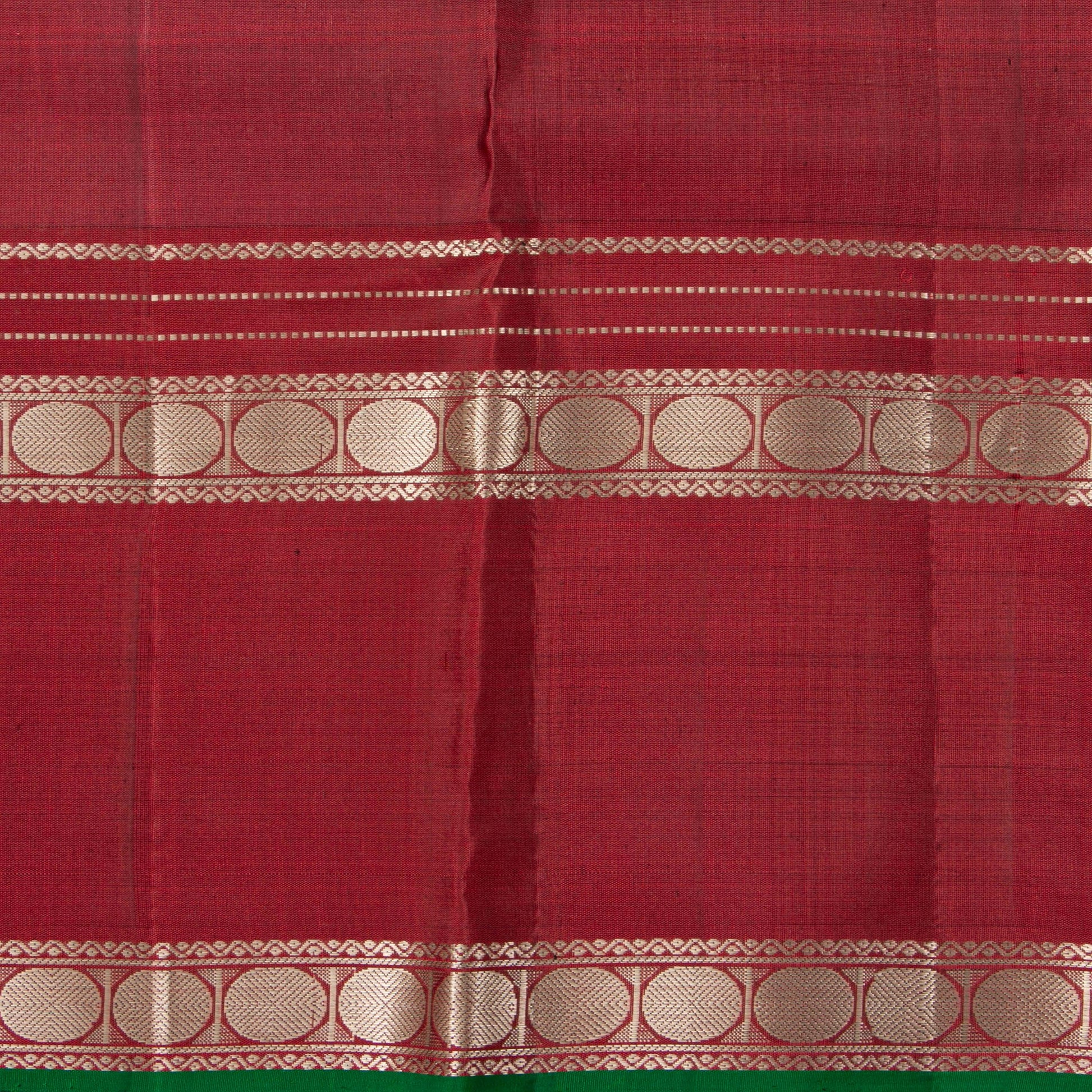 Black And Maroon Kanchipuram Silk Saree With Silver Zari For Party Wear PV RM 490 - Silk Sari - Panjavarnam PV RM 490