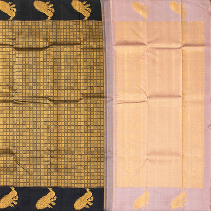 Black And Pastel Mauve Kanchipuram Silk Saree For Party Wear PV NYC 1509 - Silk Sari - Panjavarnam PV NYC 1509