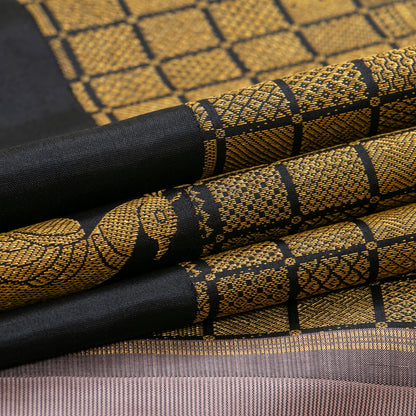 Black And Pastel Mauve Kanchipuram Silk Saree For Party Wear PV NYC 1509 - Silk Sari - Panjavarnam PV NYC 1509