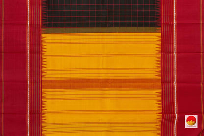 Black And Red Kanchipuram Silk Saree Handwoven Pure Silk No Zari For Festive Wear PV RM NZ 434 - Silk Sari - Panjavarnam