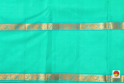 Black And Sea Green Kanchipuram Silk Saree With Medium Border Handwoven Pure Silk For Festive Wear PV J 224 - Silk Sari - Panjavarnam