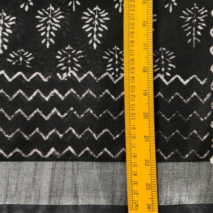 Black Cotton Saree Handwoven PV YU 2065 - Cotton Saree - Panjavarnam PV YU 2065