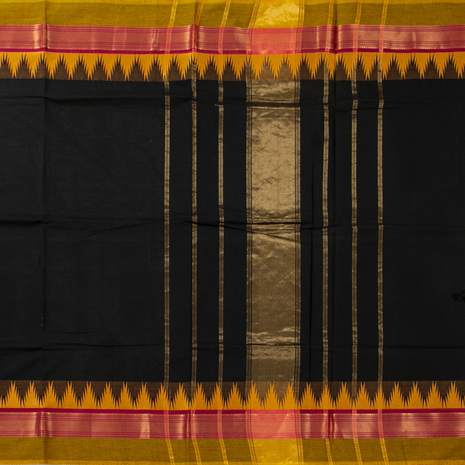 Black Kanchi Cotton Saree PV MM KC 109 - Cotton Saree - Panjavarnam PV MM KC 109