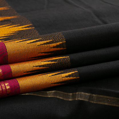 Black Kanchi Cotton Saree PV MM KC 109 - Cotton Saree - Panjavarnam PV MM KC 109