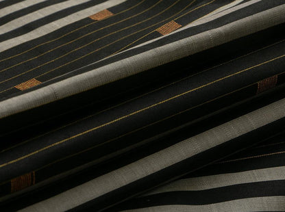 Black Kanchipuram Silk Saree Handwoven Pure Silk Pure Zari Borderless For Party Wear PV NYC 672 - Silk Sari - Panjavarnam