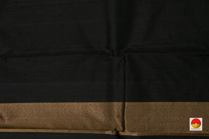 Black Kanchipuram Silk Saree Handwoven Pure Silk Pure Zari Borderless For Party Wear PV NYC 672 - Silk Sari - Panjavarnam