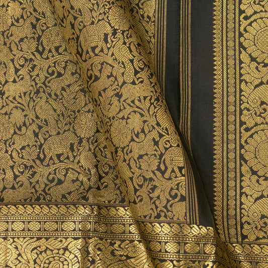 Black Kanchipuram Silk Saree Vanasingaram For Festive Wear PV NYC 1395 - Silk Sari - Panjavarnam PV NYC 1395