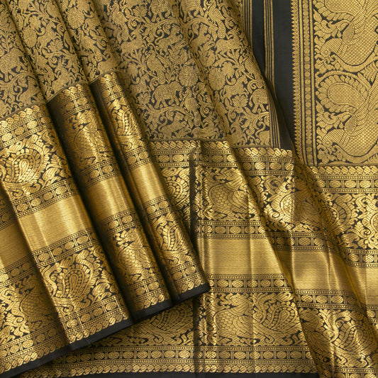 Black Kanchipuram Silk Saree Vanasingaram For Festive Wear PV NYC 1395 - Silk Sari - Panjavarnam PV NYC 1395