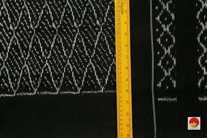 Black Pochampally Ikkat Silk Saree Handwoven Pure Linen Silk For Office Wear PIK 367 - Pochampally Silk - Panjavarnam