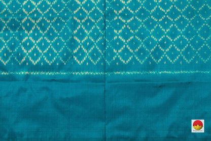 Black Pochampally Silk Saree With Blue Border Ikkat Handwoven Pure Silk For Office Wear PIK 322 - Pochampally Silk - Panjavarnam
