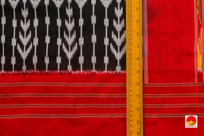 Black Pochampally Silk Saree With Red Border Ikkat Handwoven Pure Silk For Office Wear PIK 324 - Pochampally Silk - Panjavarnam