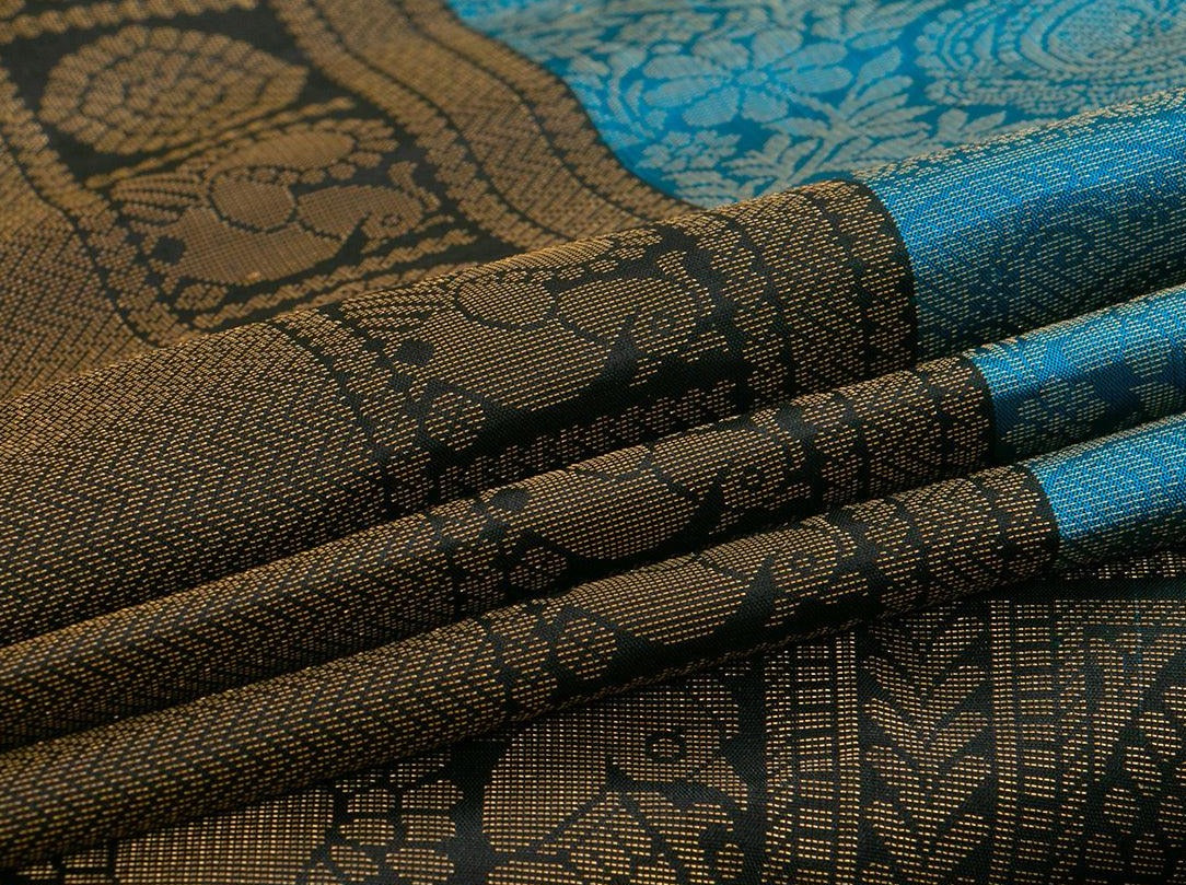 Blue And Black Handwoven Soft Silk Saree Pure Silk For Festive Wear PV RSP 124 - Silk Sari - Panjavarnam