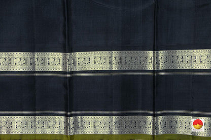 Blue And Black Kanchipuram Silk Saree With Medium Border Handwoven Pure Silk For Festive Wear PV NYC 1073 - Silk Sari - Panjavarnam
